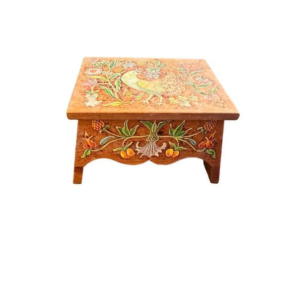 Irvin Herbein Folk Art wooden Bench box hand painted handmade - Picture 7 of 9